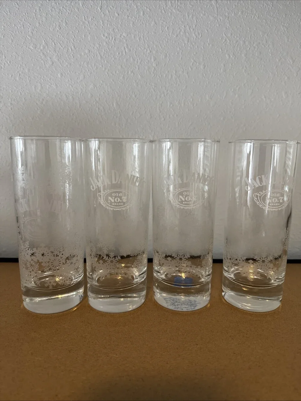 Highball Glasses Set of 4 Jack Daniels Old No. 7 Snowflake 10 Oz Etched 6
